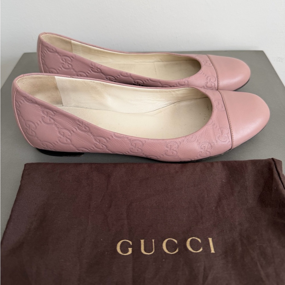 Gucci Guccissima Ballet Flat, Blush Pink, Leather, size 38 (7.5-8 US)
